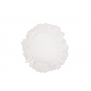 Ruffle round pillow- white